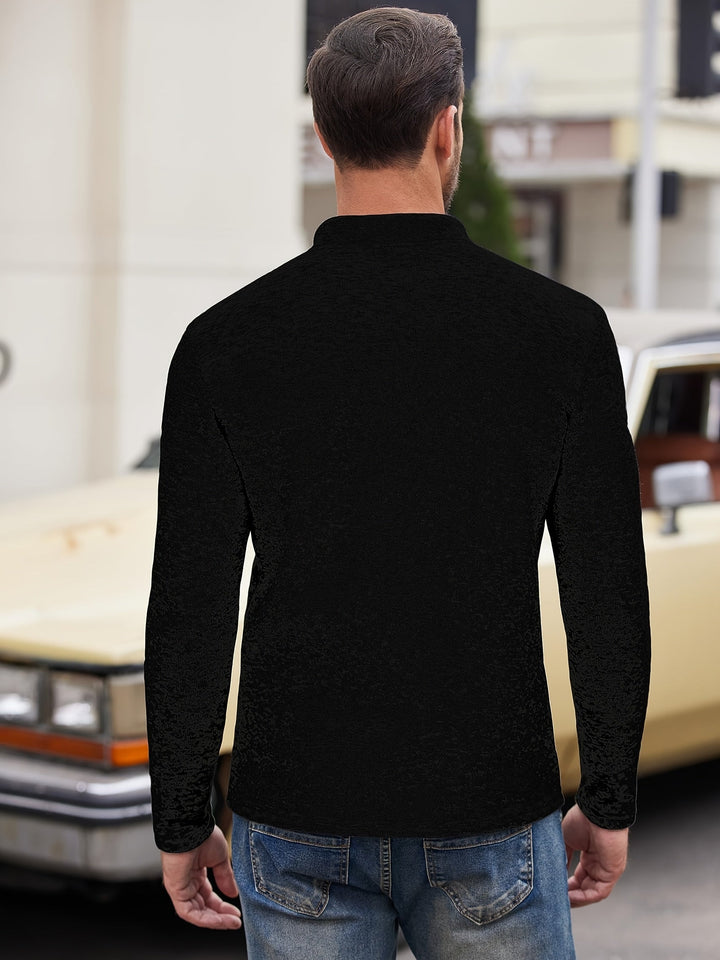Sophisticated men's essential long sleeve top, featuring a practical pocket for a polished everyday look.