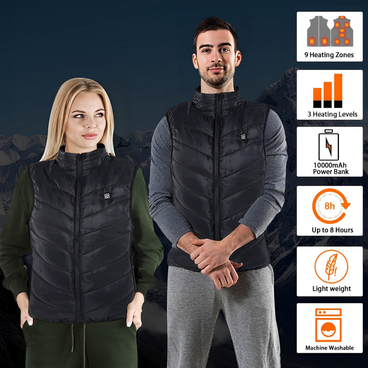 Stay warm with this unisex electric heated vest. Essential winter gear for men & women's outdoor activities & cold weather.