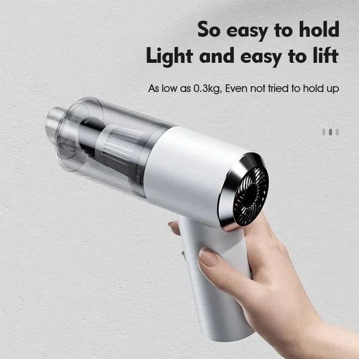 Versatile handheld car vacuum, cordless with powerful wet & dry suction for various cleaning tasks.