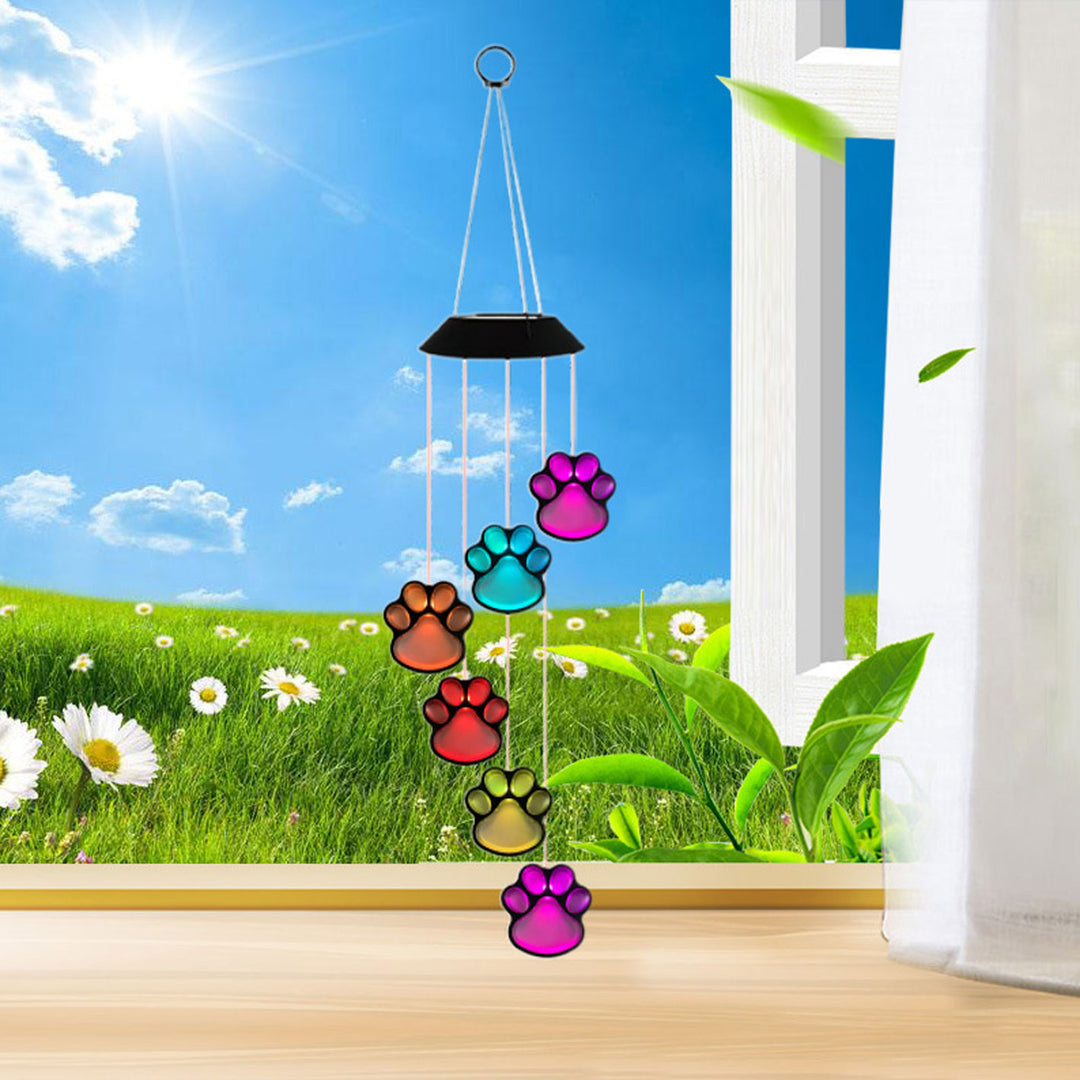 Paw Prints Solar Wind Chime Light
