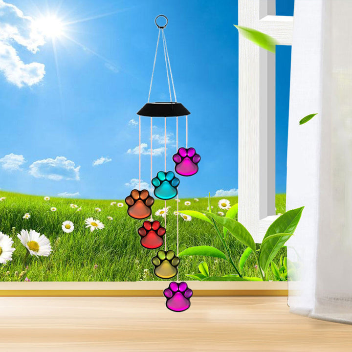 Paw Prints Solar Wind Chime Light