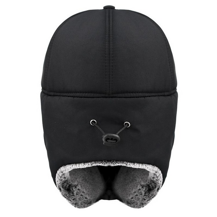 Unisex thermal trapper hat with face mask for snow sports, extreme cold protection.