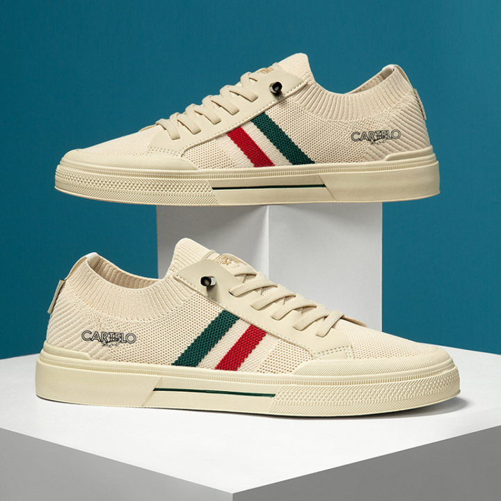 Men's lightweight comfort sneakers worn for a casual everyday look, blending style and ease.