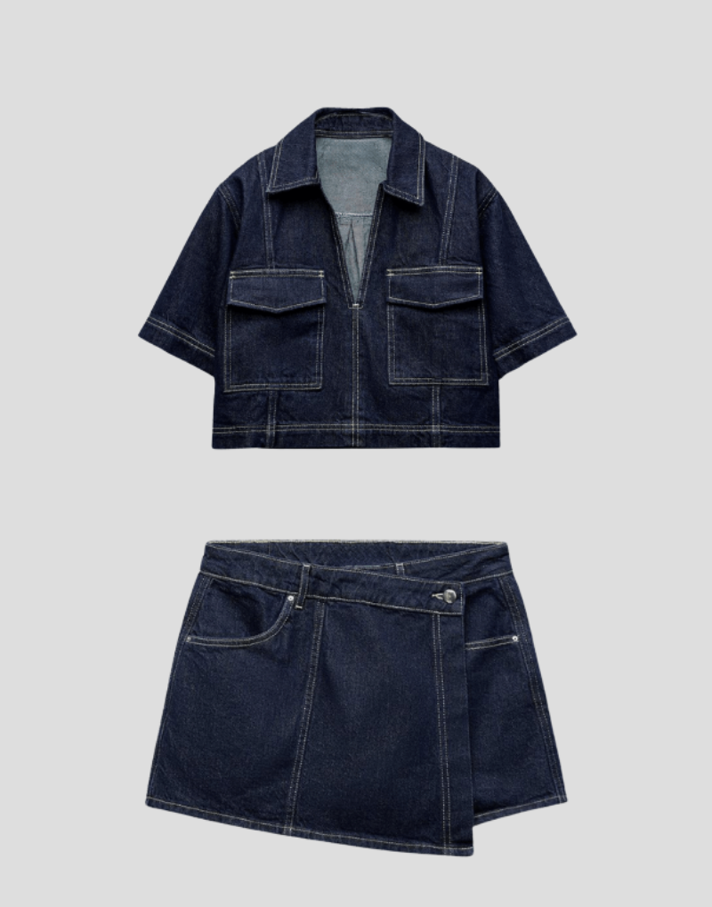 Fashionable women's two-piece top and skort set. Versatile casual wear, chic for everyday summer style.