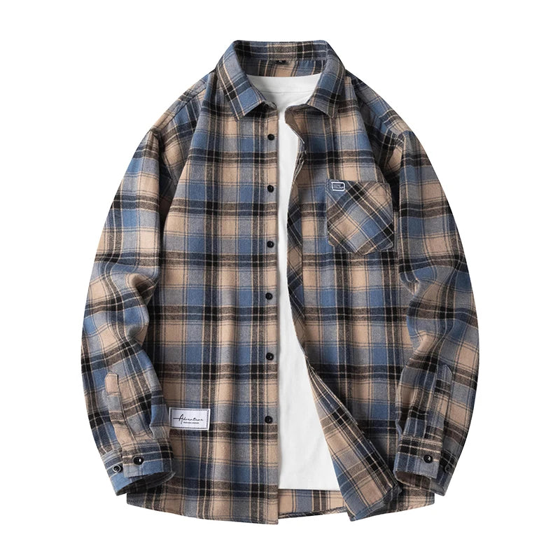 Men's classic red plaid flannel shirt, ideal for casual wear, layering, and fall fashion.