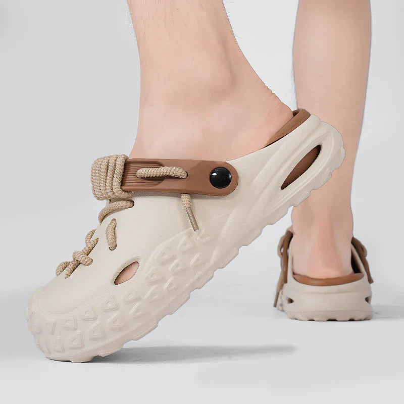 Men's summer clogs, water-friendly and cushioned for all-day comfort.