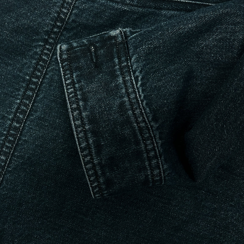 Slim fit men's blue denim jacket featuring a vintage wash, distressed details, and a stylish stand collar.