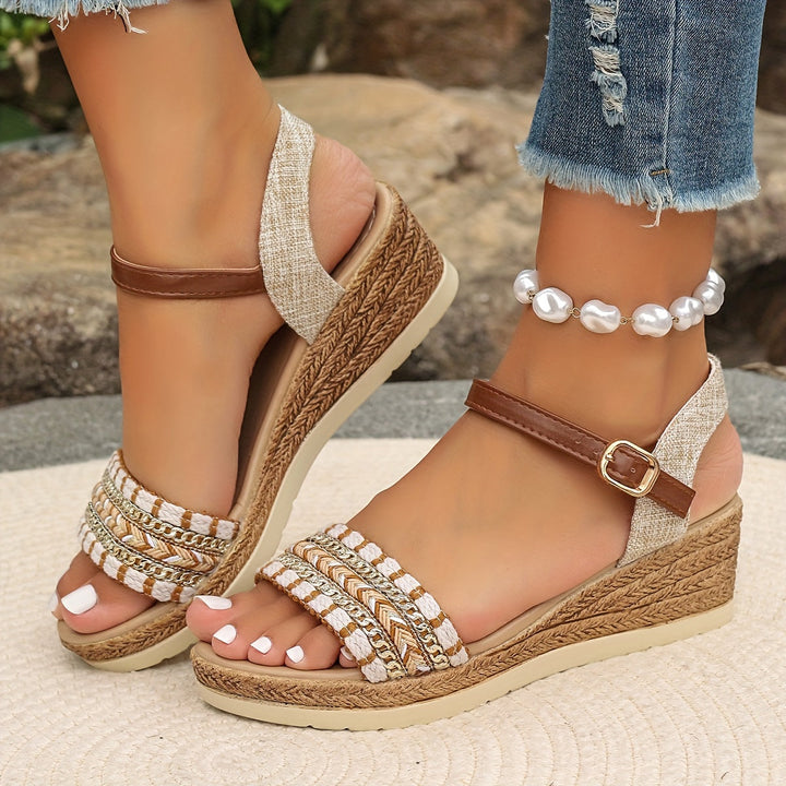 Orthopedic friendly women's sandals, platform wedge style with a soft cushioned footbed & supportive design.