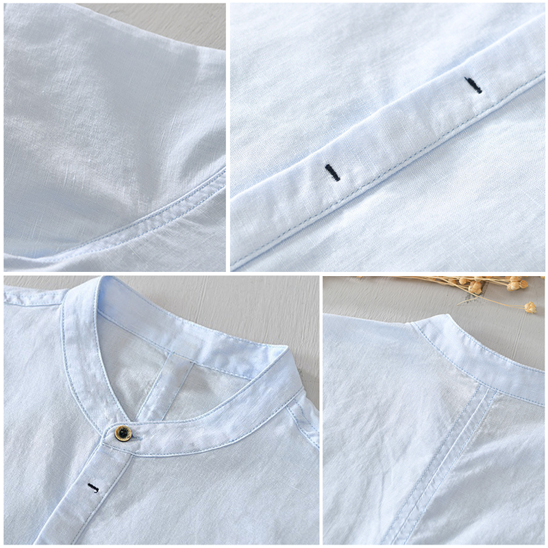 Casual men's long sleeve button-up shirt, lightweight and breathable, a versatile summer top.