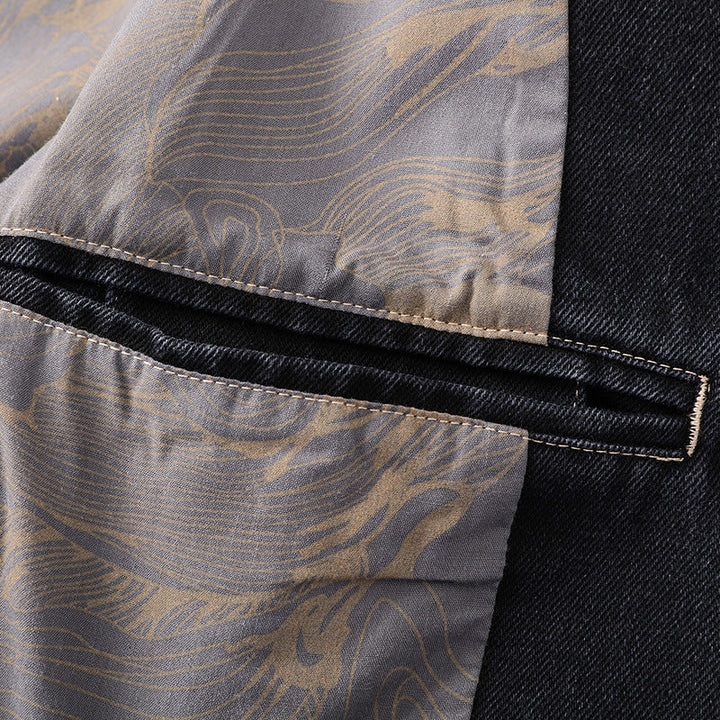 Men's classic dark wash trucker jacket, durable and stylish men's outerwear for casual wear.
