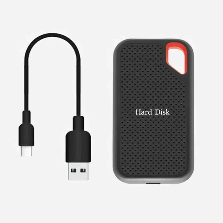 Black 2TB compact portable SSD, high-speed USB-C external drive for secure digital data backup.