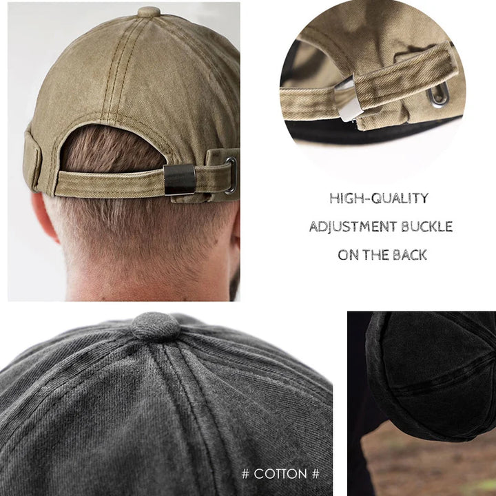 Pre-washed smoke green brimless cotton cap, adjustable back, comfortable and stylish for any gender.
