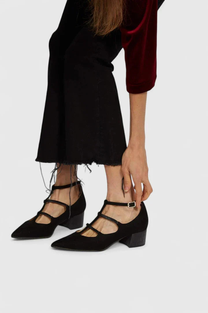Chic women's dress heels with a supportive 1.6-inch block heel for versatile fashion.