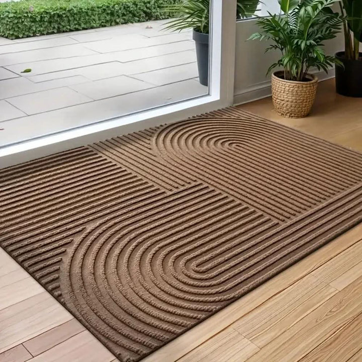 Versatile absorbent utility mat, modern line design. Perfect washable, durable entryway floor mat.