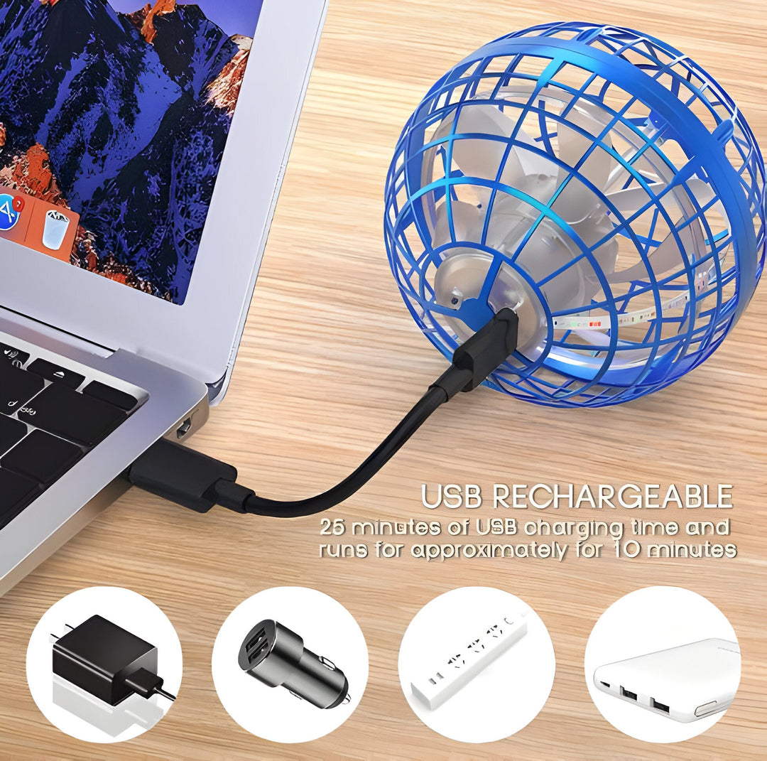 Top-rated Cosmic Globe Flying Orb with vibrant LED lights, a rechargeable hover ball drone toy for all ages.