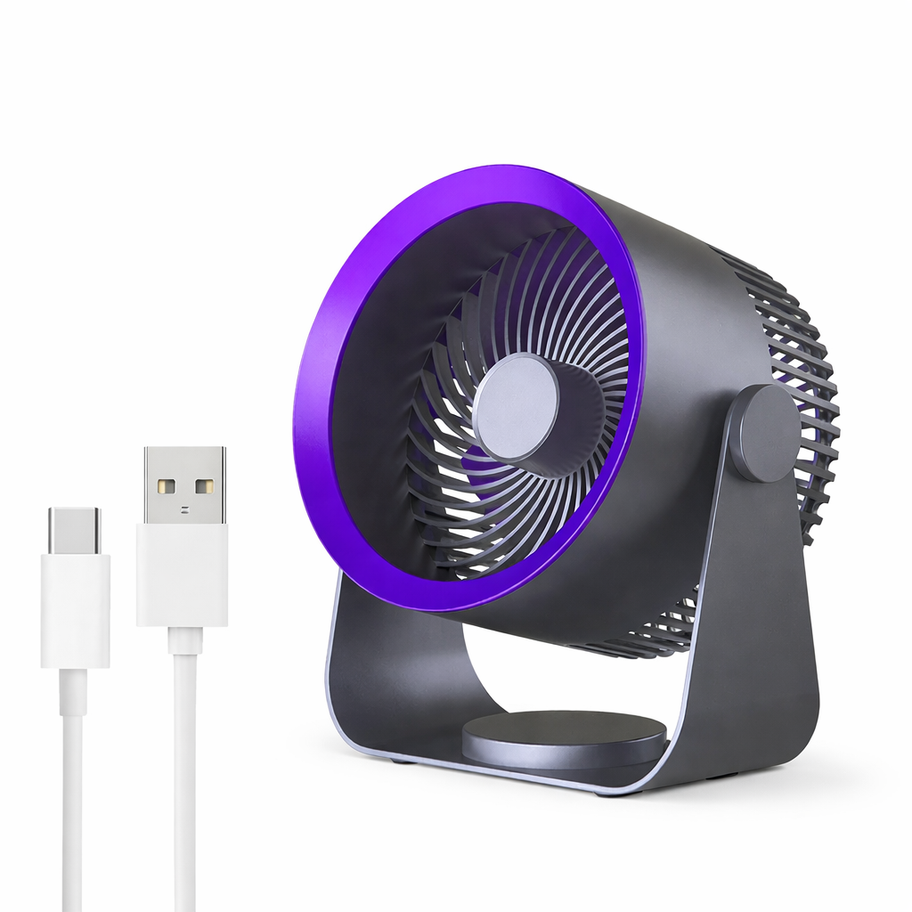 Compact personal cooling fan, portable & rechargeable 4000mAh, for quiet comfort in home office or outdoor.