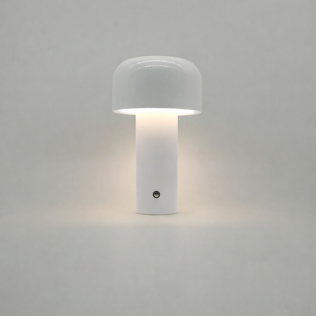 Modern vintage style LED desk lamp, portable, rechargeable, dimmable touch control accent lighting.