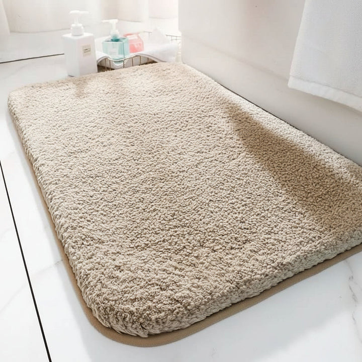 Cloud-like comfort luxury bath mat. Plush, quick-dry, absorbent microfiber rug. Non-slip bathroom decor for cozy homes.