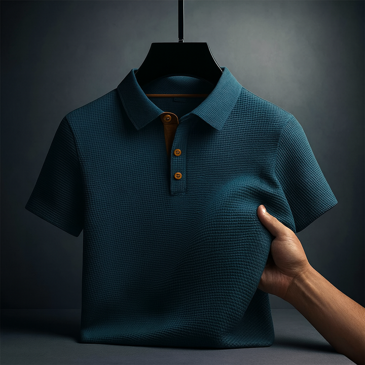 Short sleeve men's polo with a lapel collar. The Verona Breeze offers comfort & versatility for casual or office styles.