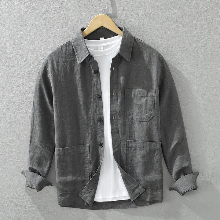 Everyday men's button-up shacket, a versatile layering jacket for casual men's style.