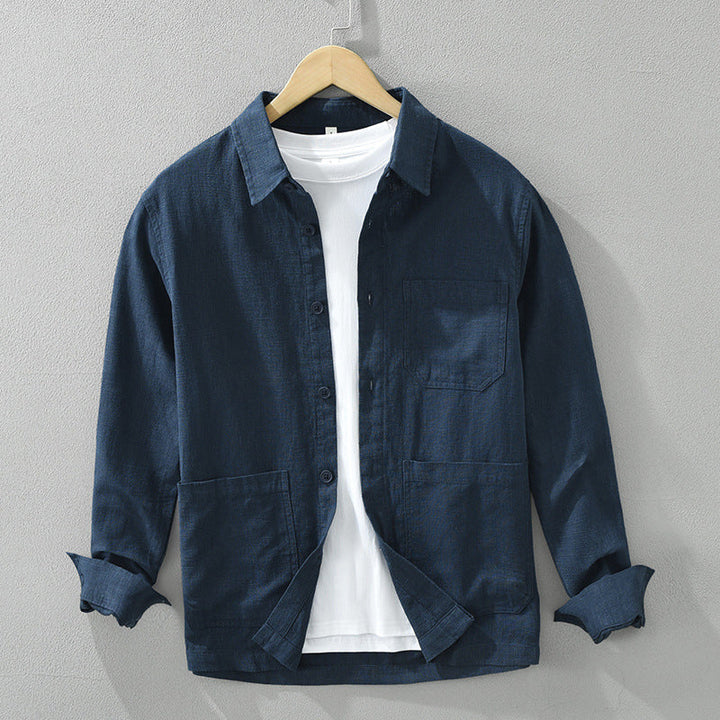 Men's versatile button-up shacket, perfect for casual layered style and everyday wear.