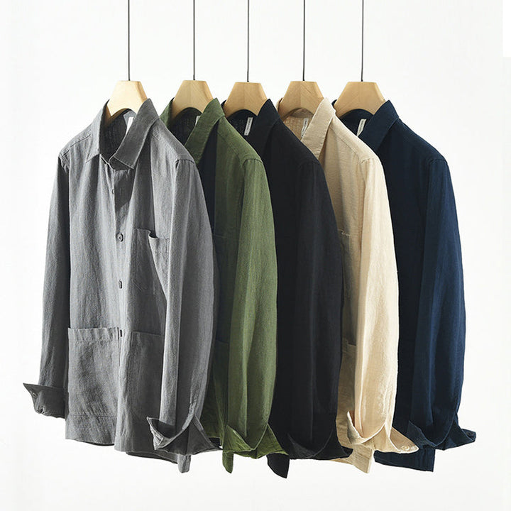 Men's fashion button-up shacket, a key layering piece for modern casual and outerwear looks.
