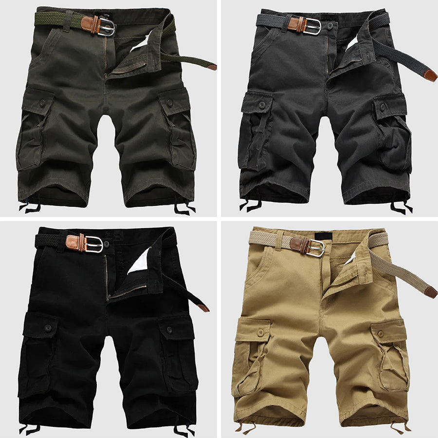 Versatile men's summer cargo shorts with multi-pockets. Essential comfortable outdoor and casual wear for adventure.