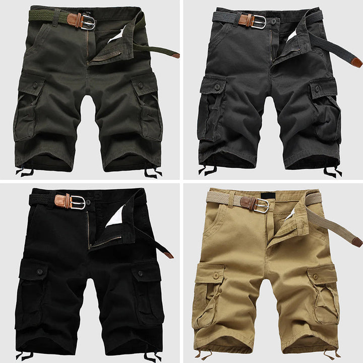 Versatile men's summer cargo shorts with multi-pockets. Essential comfortable outdoor and casual wear for adventure.