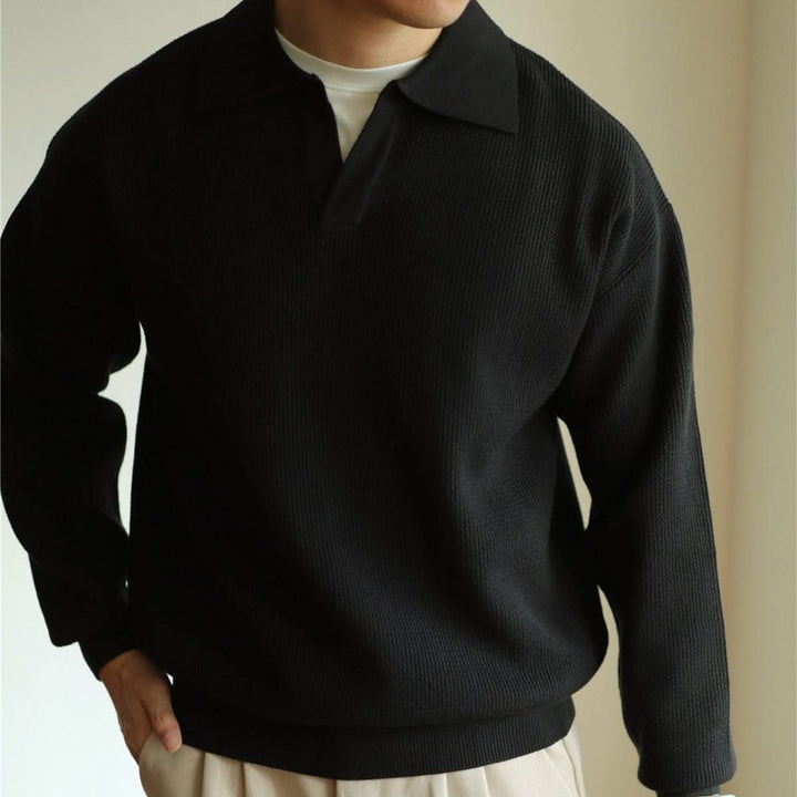 Men's everyday wear knit polo shirt. Soft, breathable fabric ensures classic fit comfort for men's fashion.
