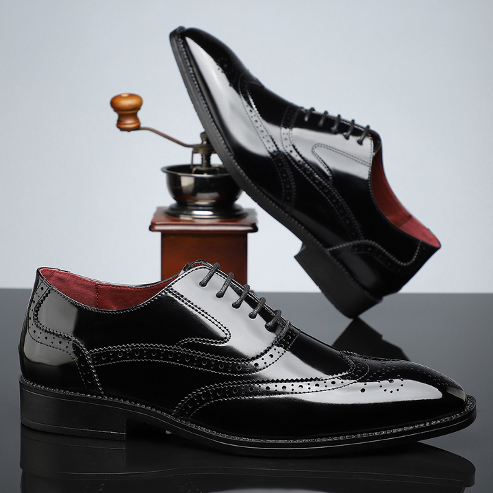 High-quality men's brown brogue wingtip shoes, offering classic style for office & formal fashion.