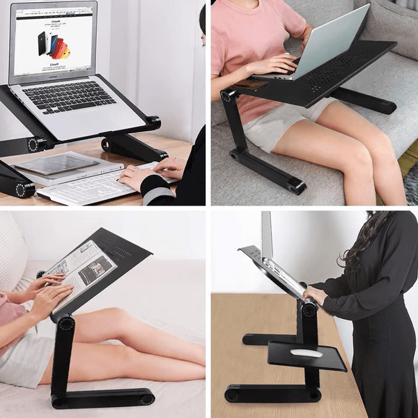 Ergonomic laptop stand, adjustable height for improved productivity in any home office setup.