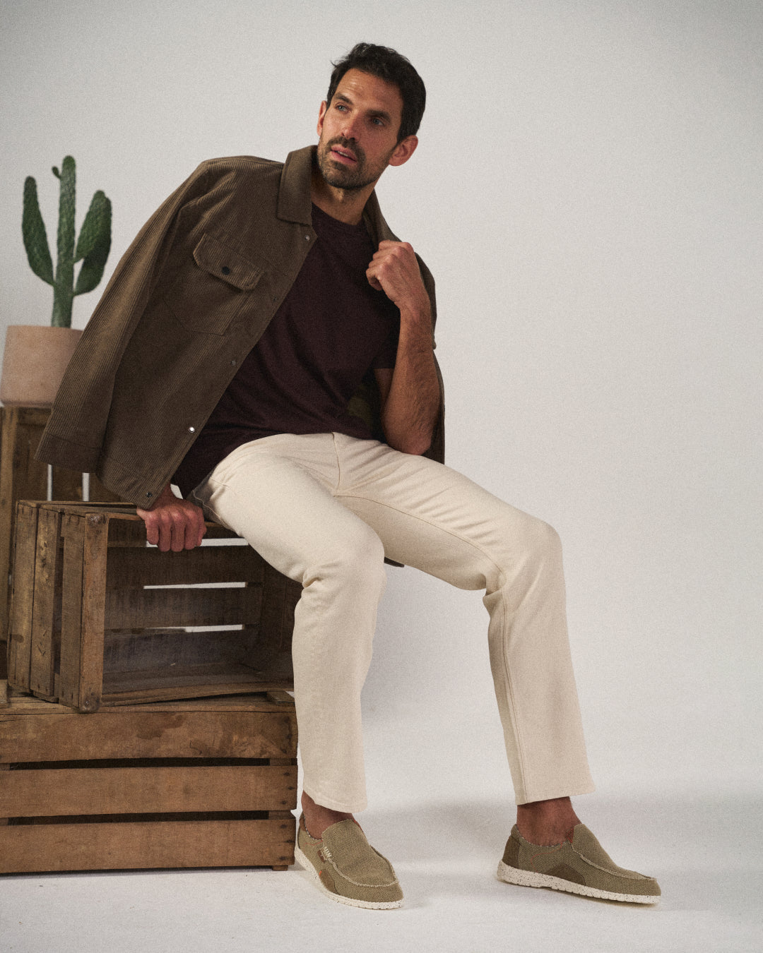 Front view of men's gray Dockstone canvas slip-on shoes, perfect casual everyday footwear for comfort.