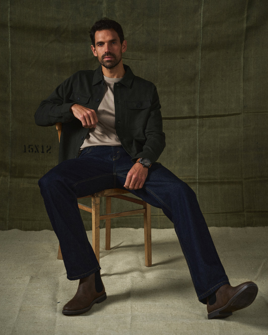Detail of men's premium leather Chelsea boots, featuring elastic side panels for easy slip-on comfort.