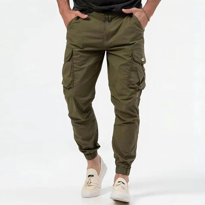 Modern style men's cargo joggers with a comfortable tapered fit. Versatile activewear or casual stretch pants.