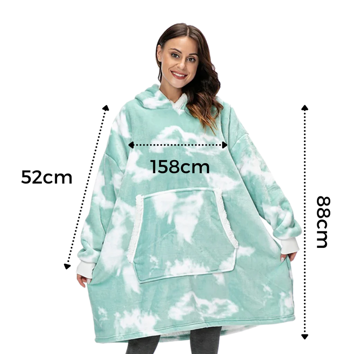 Giant wearable hoodie blanket, designed for unisex adults seeking cozy comfort & versatile lounge wear.