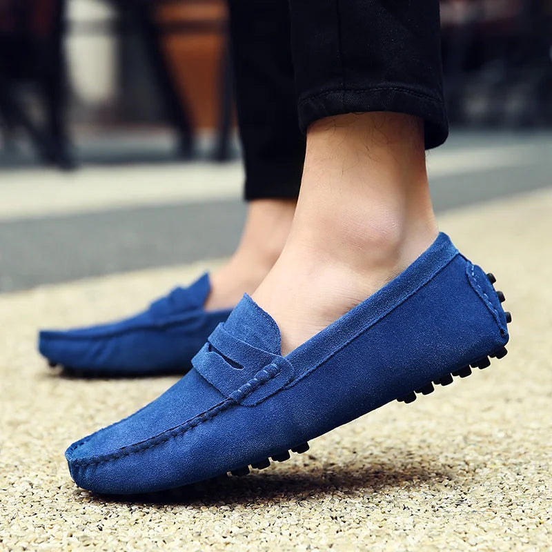 Black Men's Maverick slip-on loafers. Formal dress shoes, comfortable men's fashion.