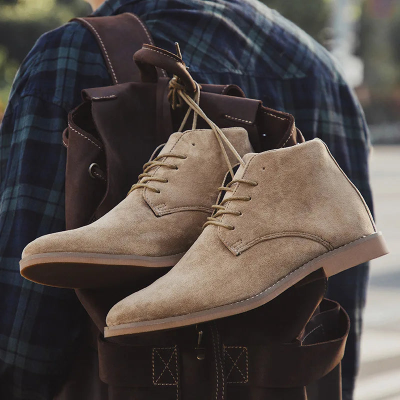 Men's John Atlas rugged style boots. Durable, stylish brown leather lace-up boots for everyday wear & autumn fashion.