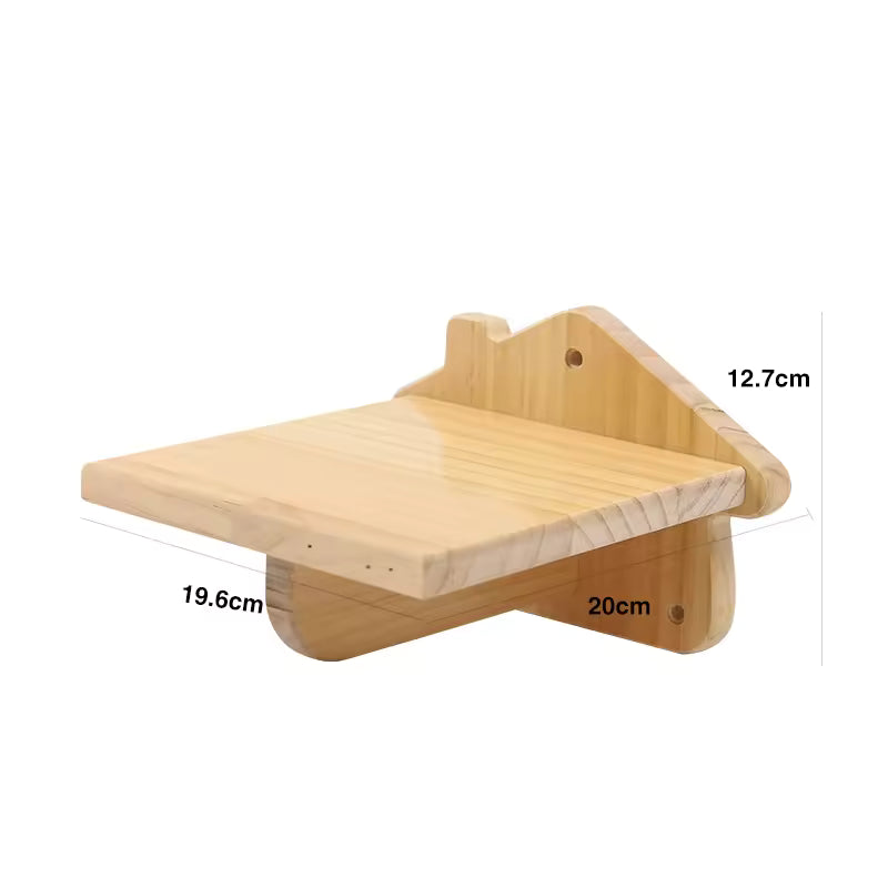 Wooden Wall Cat Scratcher & Lounger with Toy