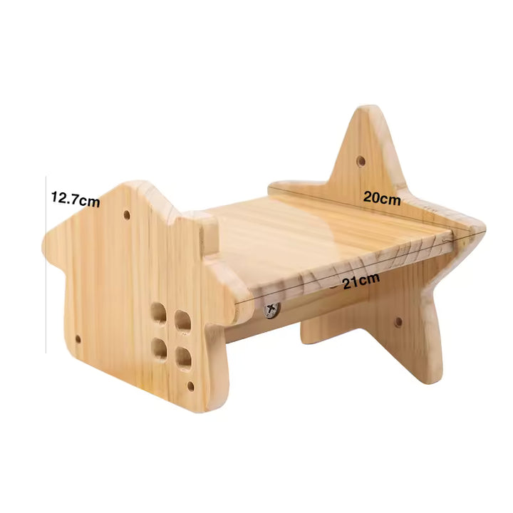 Wooden Wall Cat Scratcher & Lounger with Toy