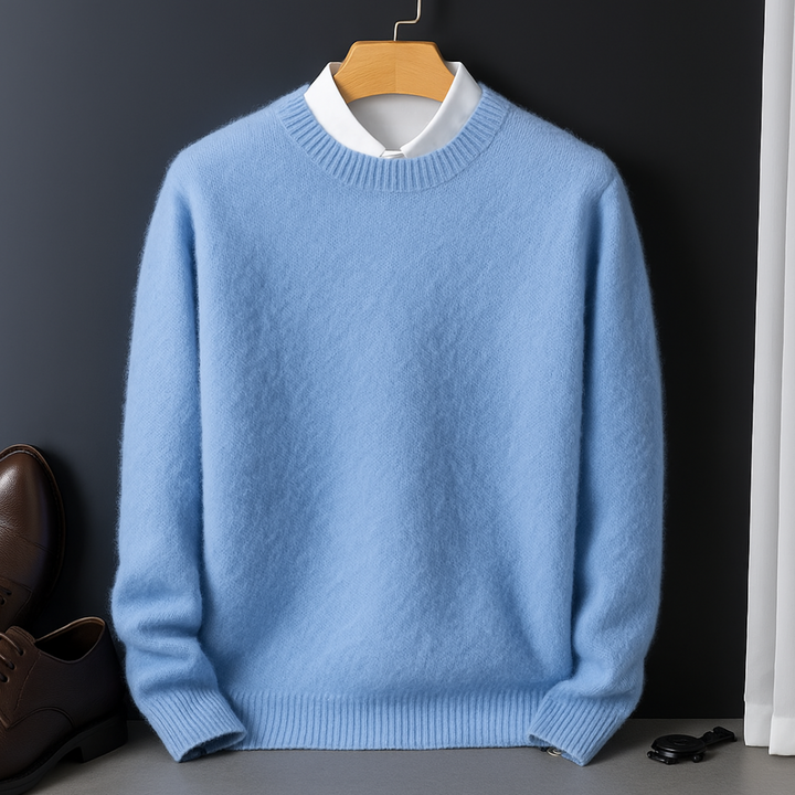 Men's Valencia soft knit crewneck sweater in a classic color, perfect for everyday comfortable winter wear.