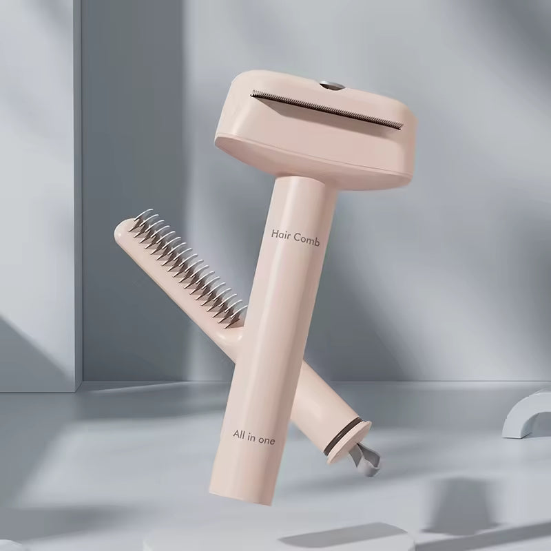 Unisex 2-in-1 Pet Grooming Brush with Fur Trimmer