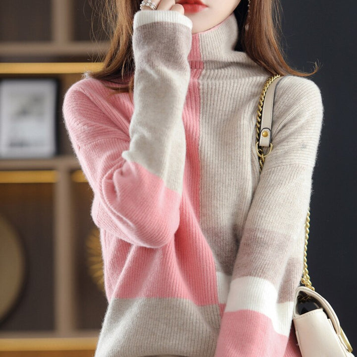 Stylish women's turtleneck knit sweater for a chic look. Versatile and cozy, ideal for fall & winter.