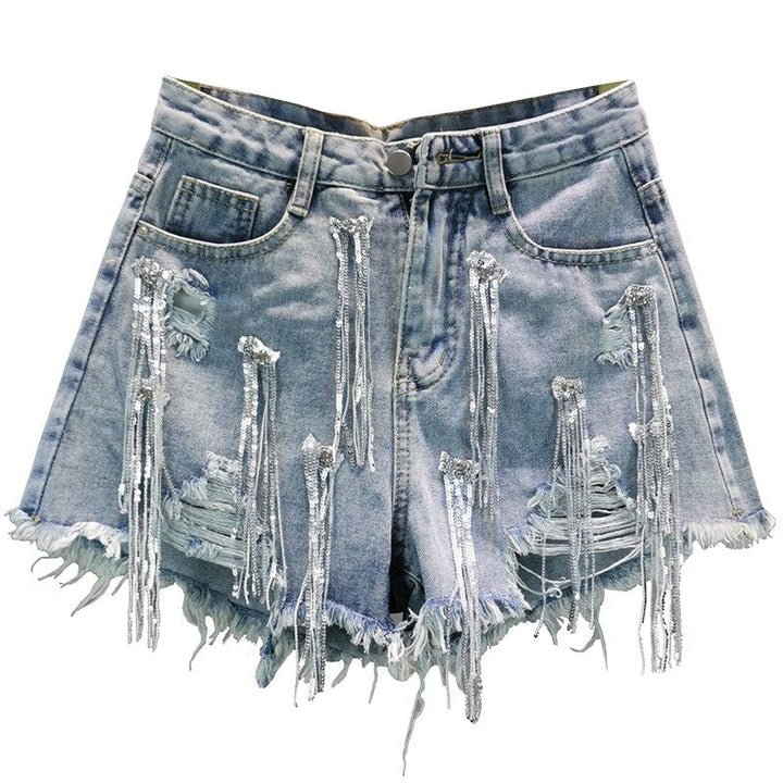 Stylish women's high-waisted blue everyday shorts, perfect for versatile casual summer wear & comfort.