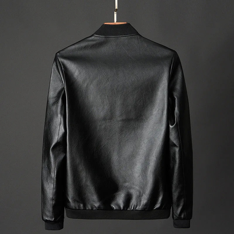 Modern men's midnight style jacket. Timeless, versatile outerwear with a sleek zip, great for smart casual or everyday wear.
