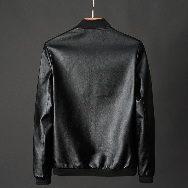 Modern men's midnight style jacket. Timeless, versatile outerwear with a sleek zip, great for smart casual or everyday wear.