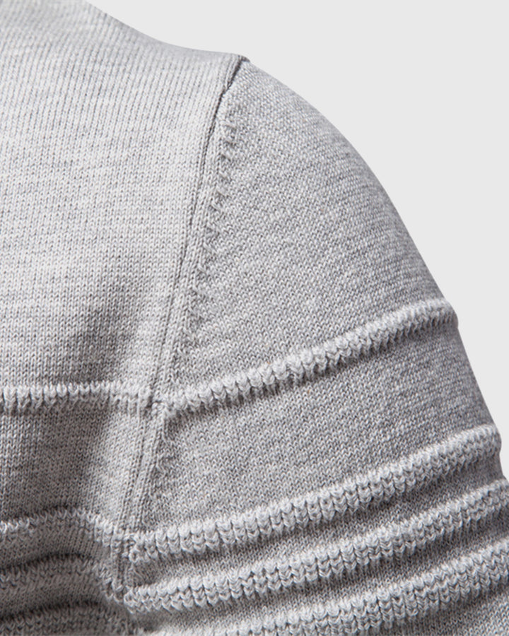 Classic men's crew neck, elevated textured sweater for casual and smart casual occasions.