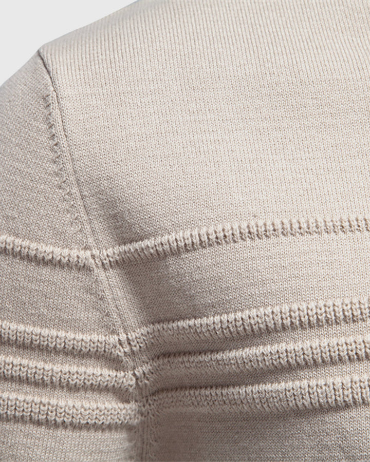 Everyday men's fashion sweater, a textured knit crew neck for versatile layering.