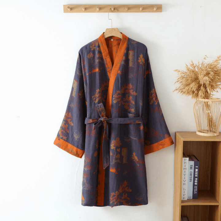 Unisex retro bathrobe for ultimate comfort and home relaxation. Soft, stylish loungewear.