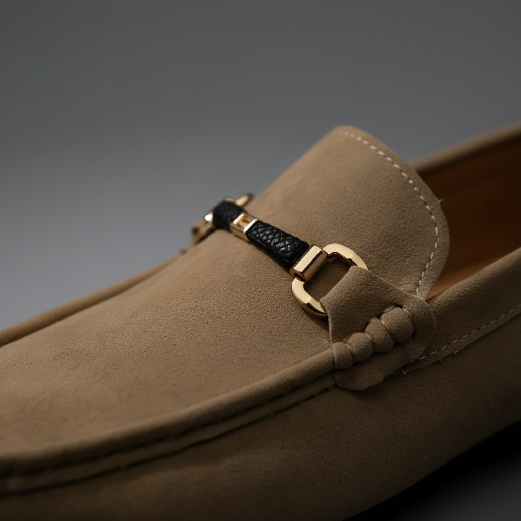 Comfortable men's slip-on loafers with buckle, great for everyday wear and smart casual outfits.