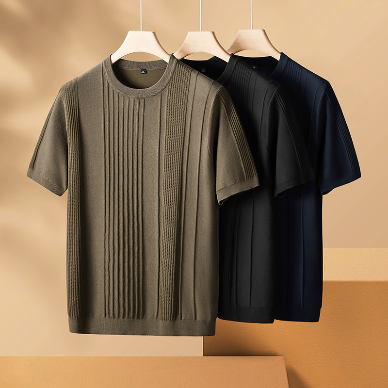 Men's lightweight textured knit tee. Soft crew neck shirt for comfortable, casual everyday fashion.